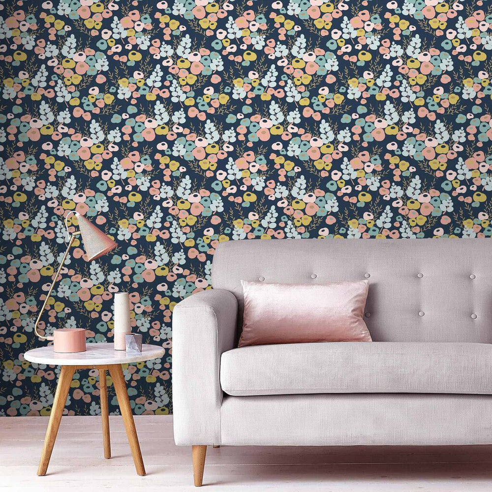 106177 - Lily Wallpaper - Navy - Superfresco Easy