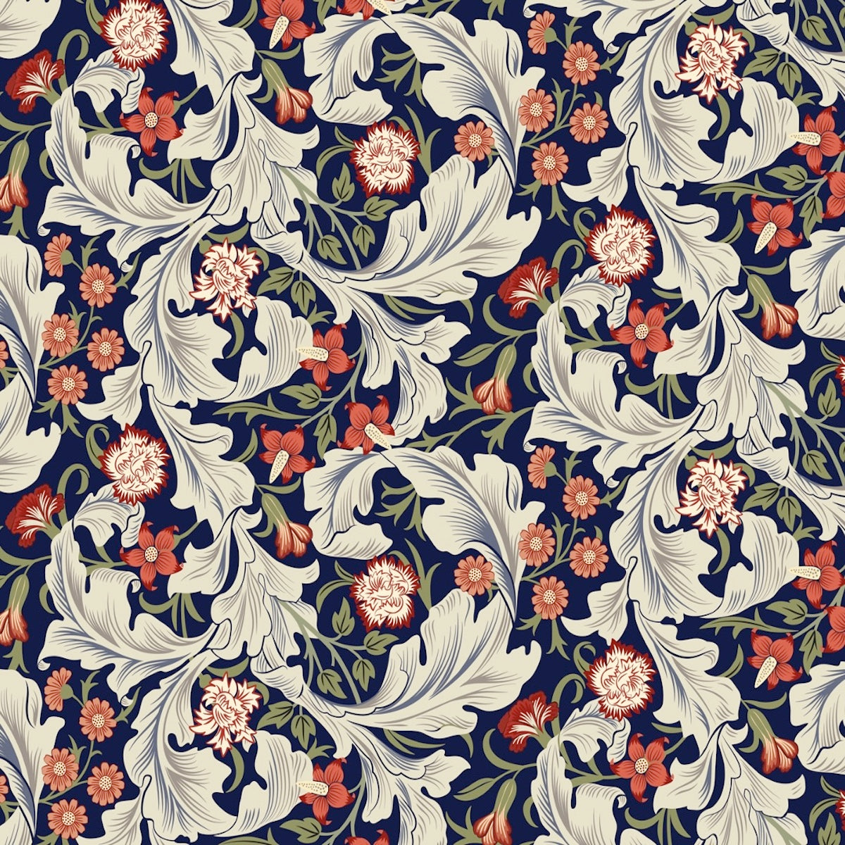 1062 - Leicester Wallpaper - Royal Blue - Morris Collections