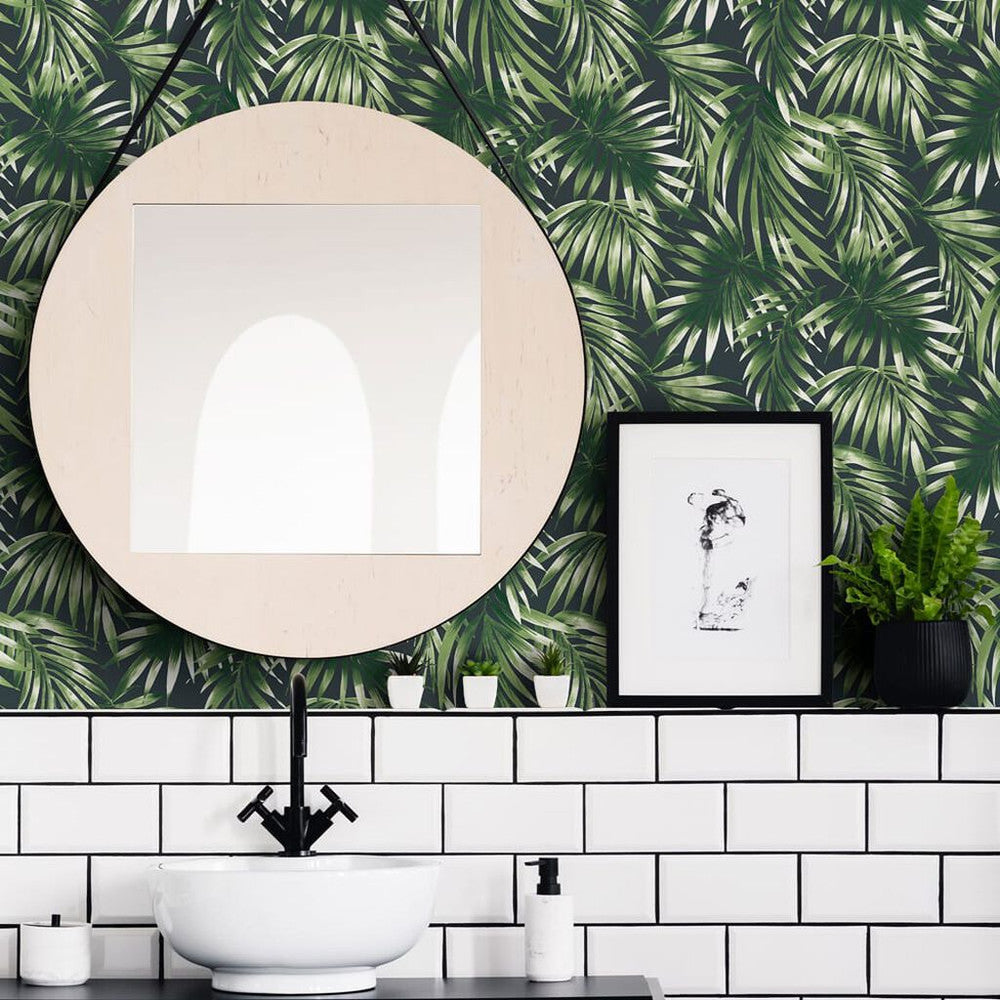 106413 - Elegant Leaves Wallpaper - Green - Superfresco Easy