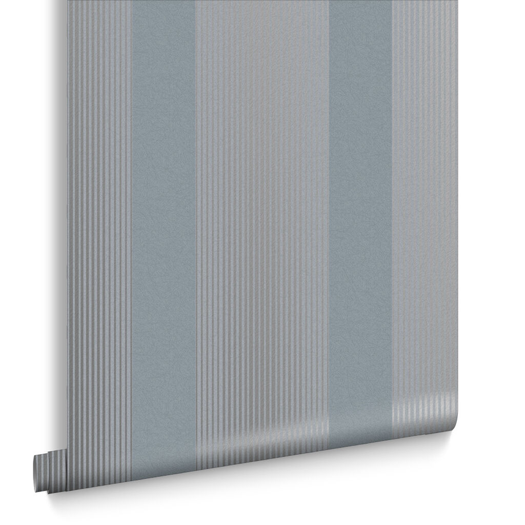 106764 - Lagom Stripe Wallpaper - Deep Sky - Graham & Brown