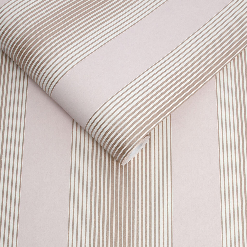 106765 - Lagom Stripe Wallpaper - Blush & Rose Gold - Graham & Brown