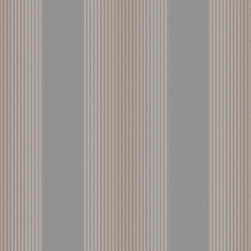 106766 - Lagom Stripe Wallpaper - Grey Rose Gold - Graham & Brown