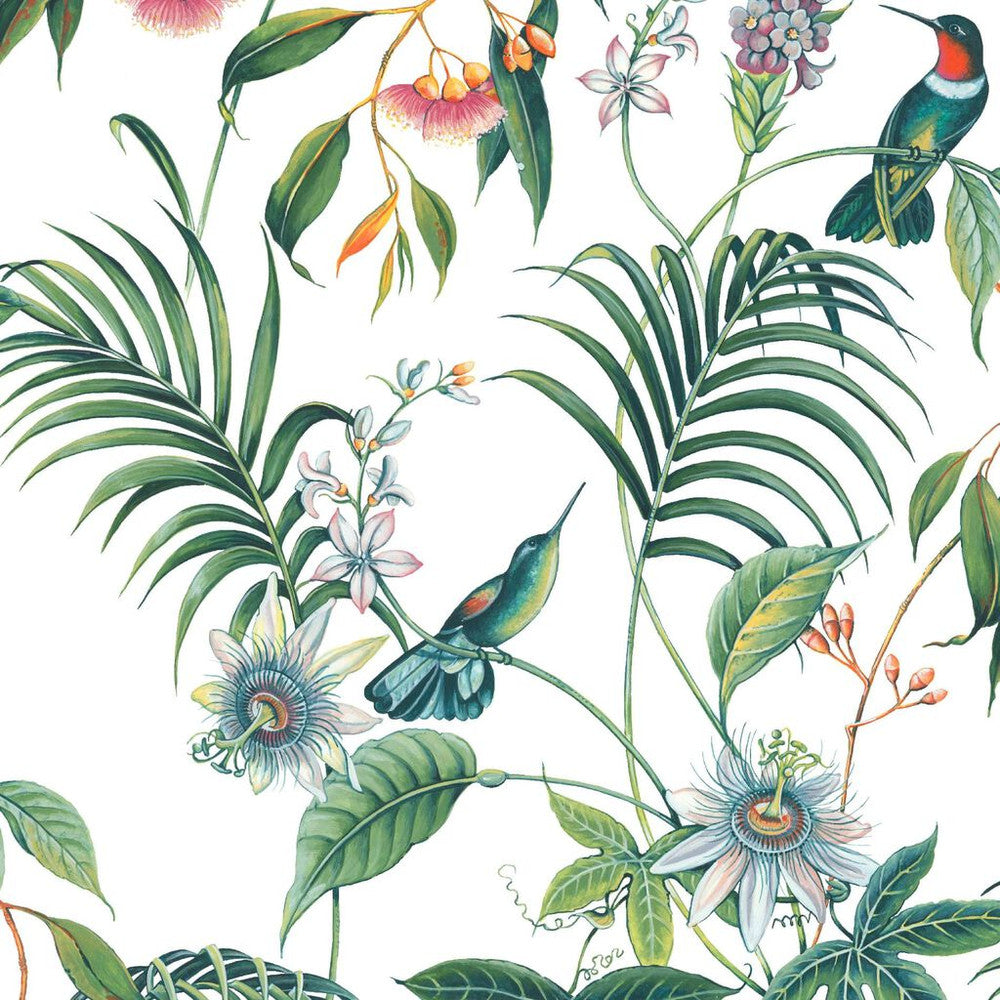 106975 - Adilah Tropical Floral Wallpaper - White - Superfresco Easy