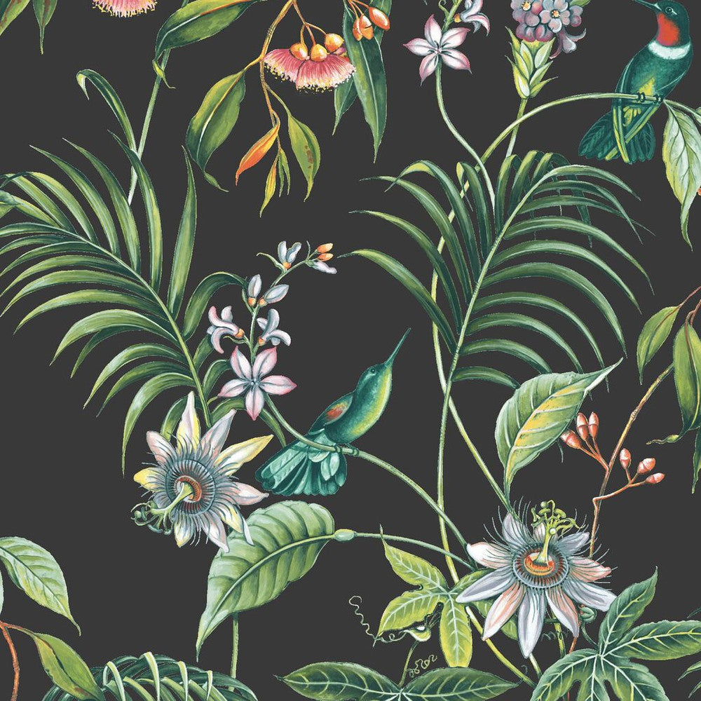106976 - Adilah Tropical Floral Wallpaper - Dark - Superfresco Easy