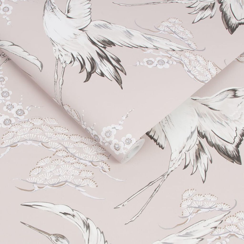 107024 - Crane Wallpaper - Pink - Boutique Luxury