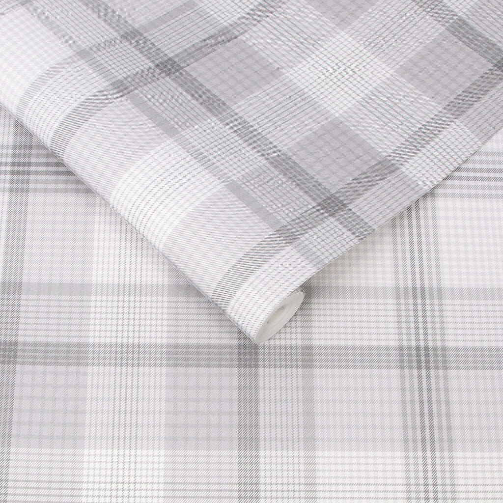 107594 - Heritage Plaid Wallpaper - Grey - Graham & Brown