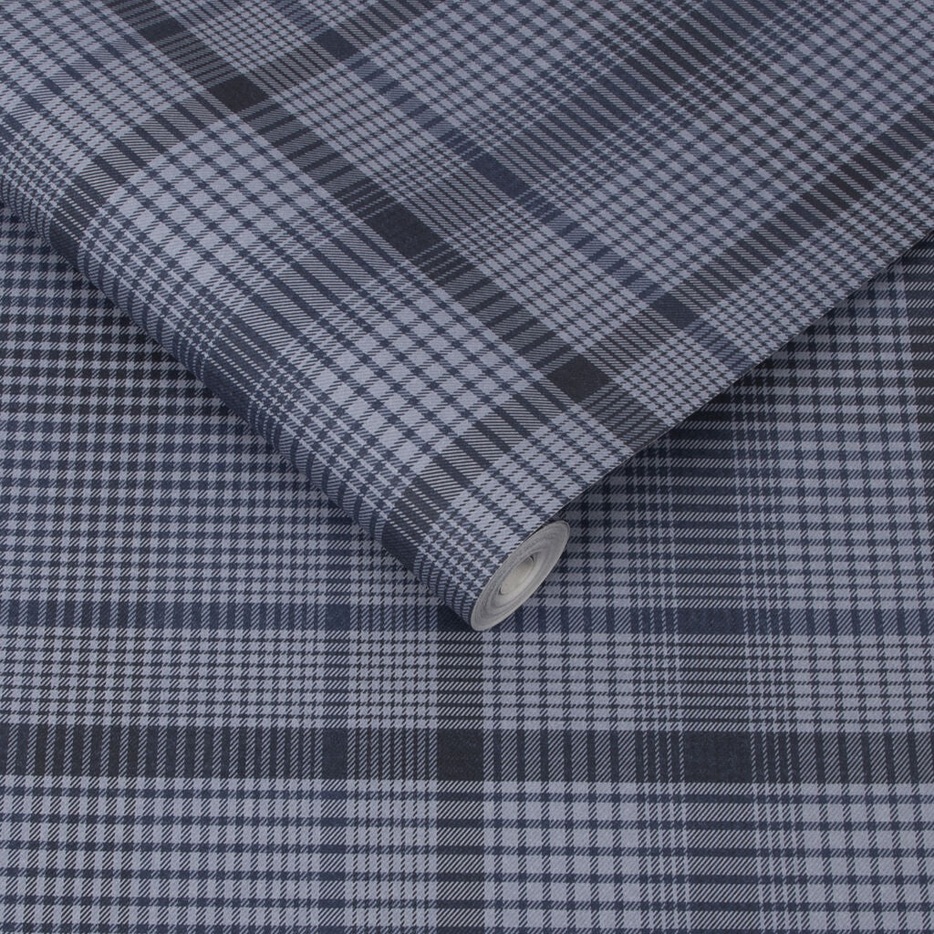 107595 - Heritage Plaid Wallpaper - Blue - Graham & Brown
