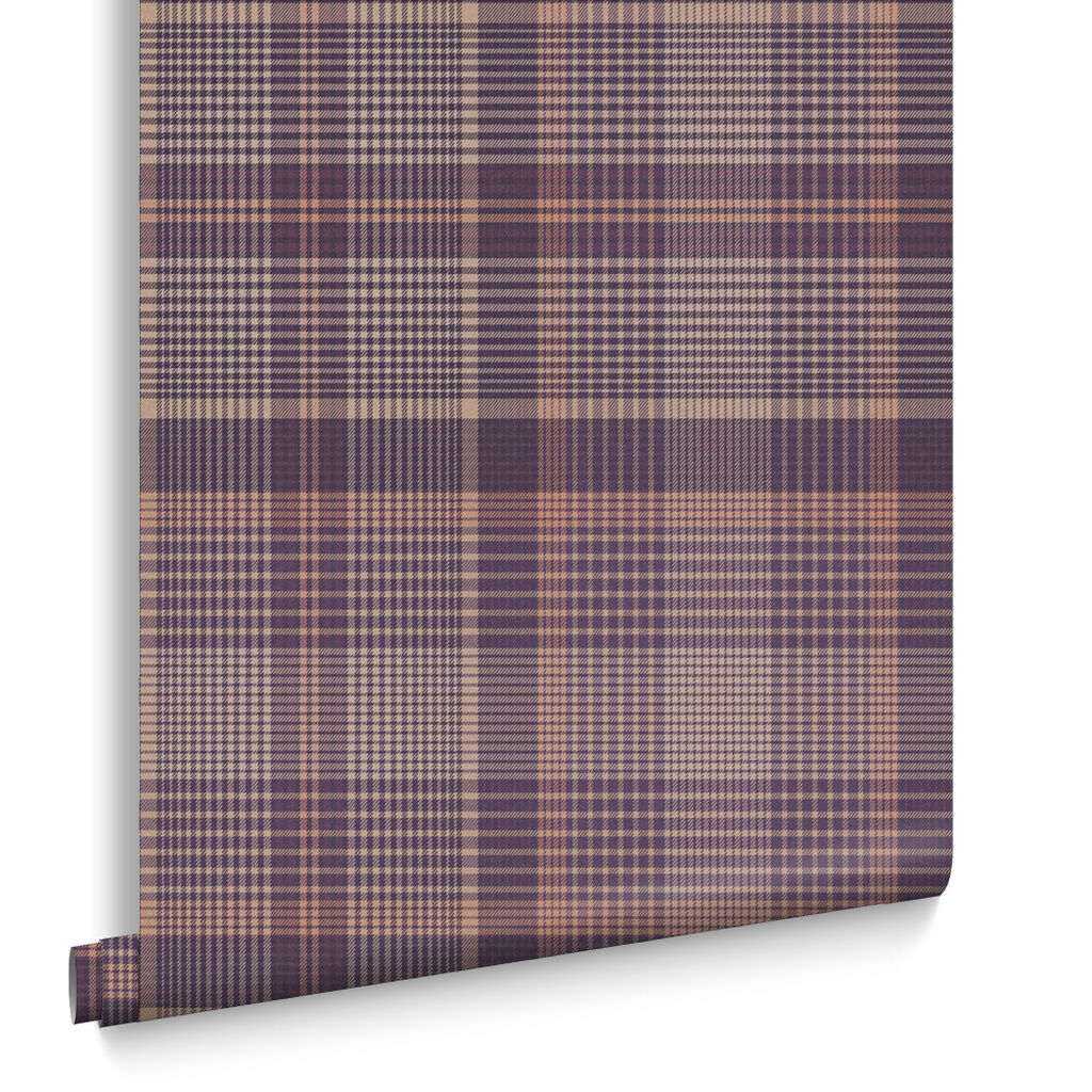 107597 - Heritage Plaid Wallpaper - Plum - Graham & Brown
