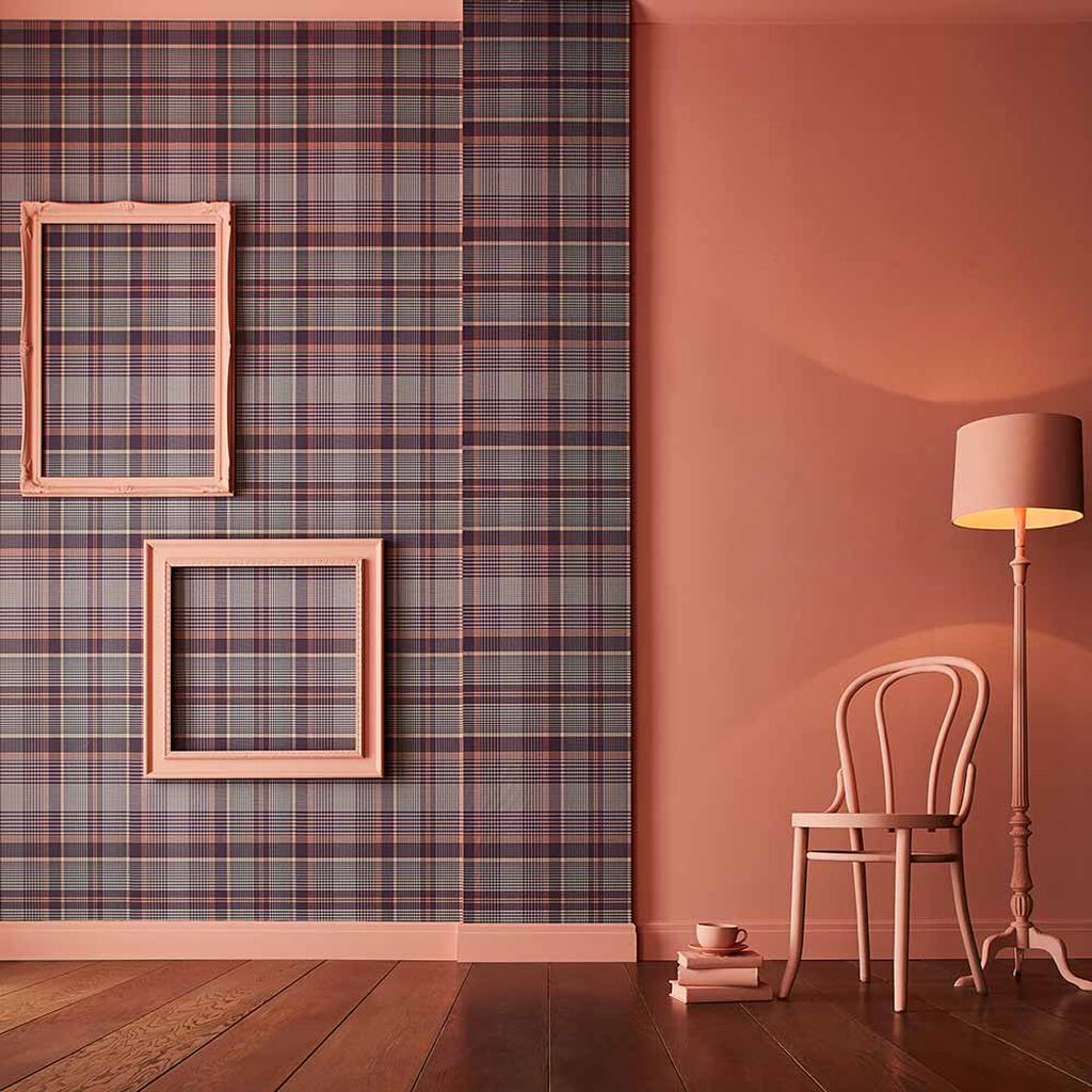 107597 - Heritage Plaid Wallpaper - Plum - Graham & Brown