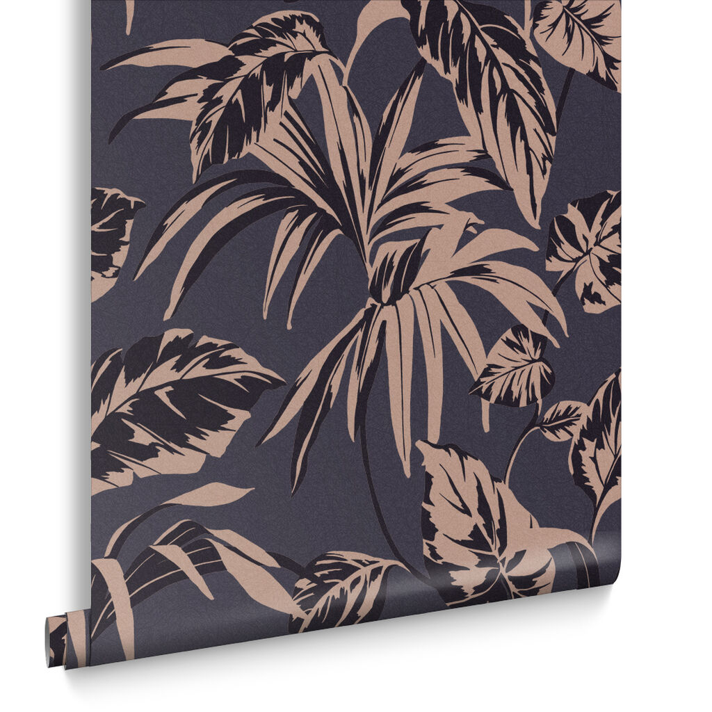 107609 - Palma Wallpaper - Soft Gold & Notte - Graham & Brown