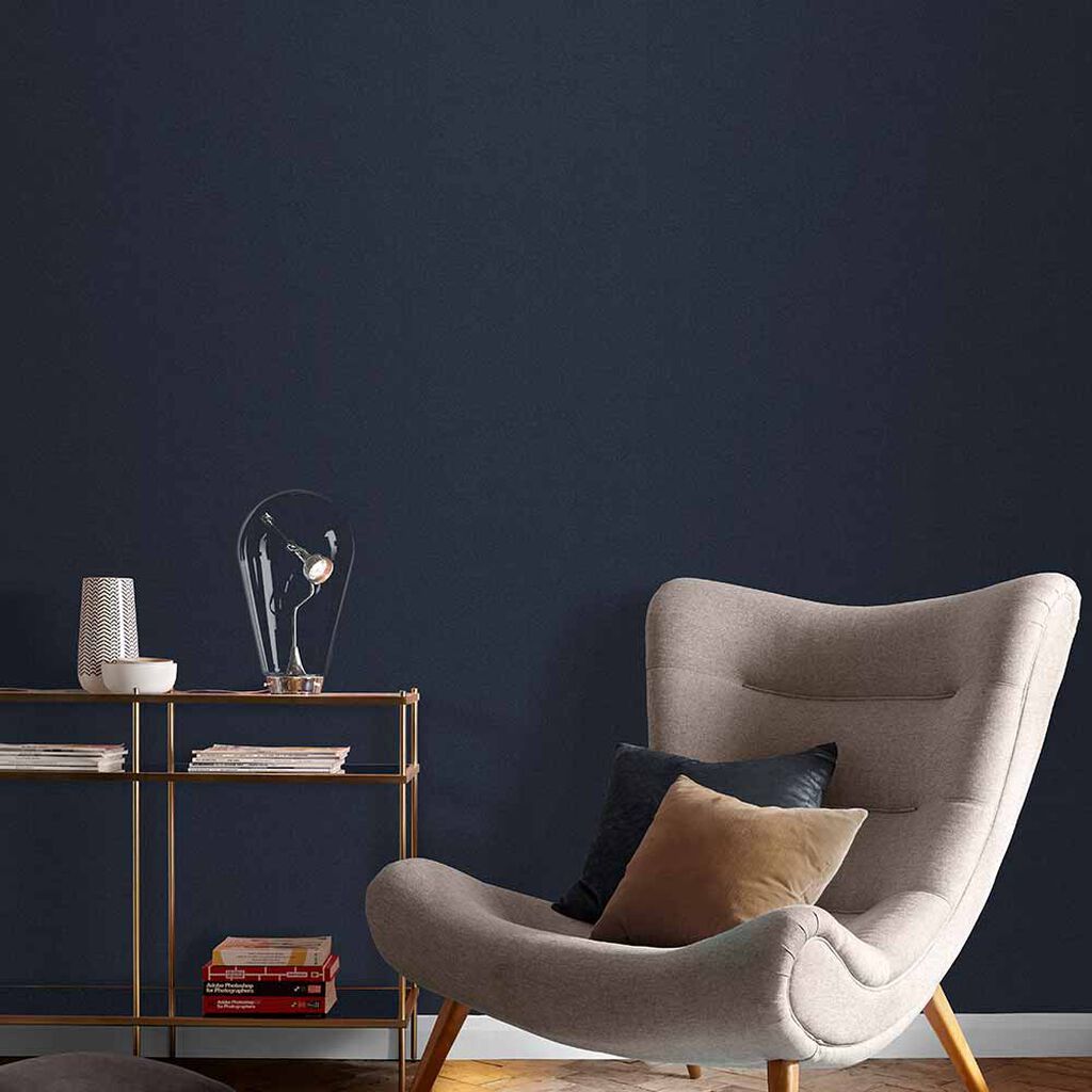 107625 - Midnight Plain Wallpaper - Navy - Graham & Brown