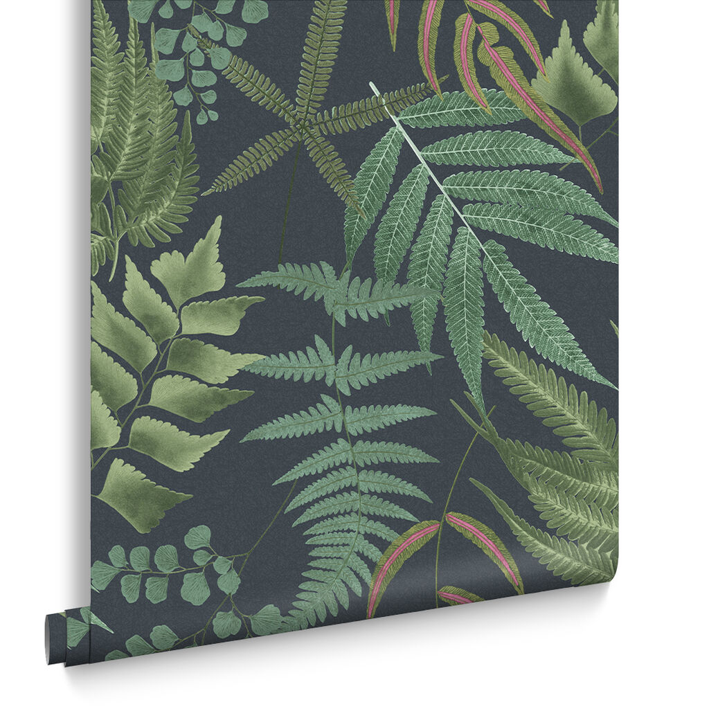 107881 - Midsummer Fern Wallpaper - Navy - Graham & Brown