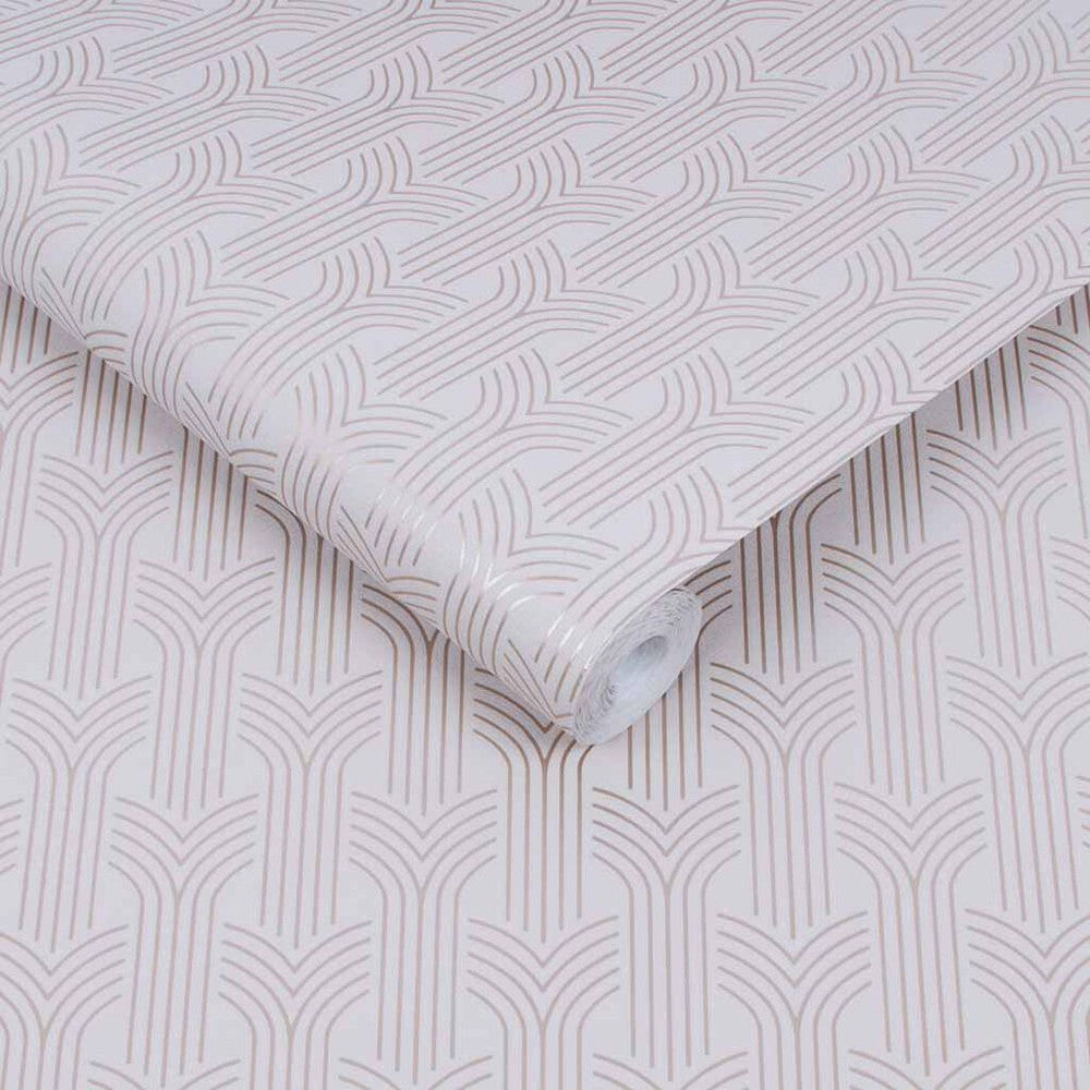 108134 - Chaillot Wallpaper - Pink & Rose Gold - Superfresco Easy