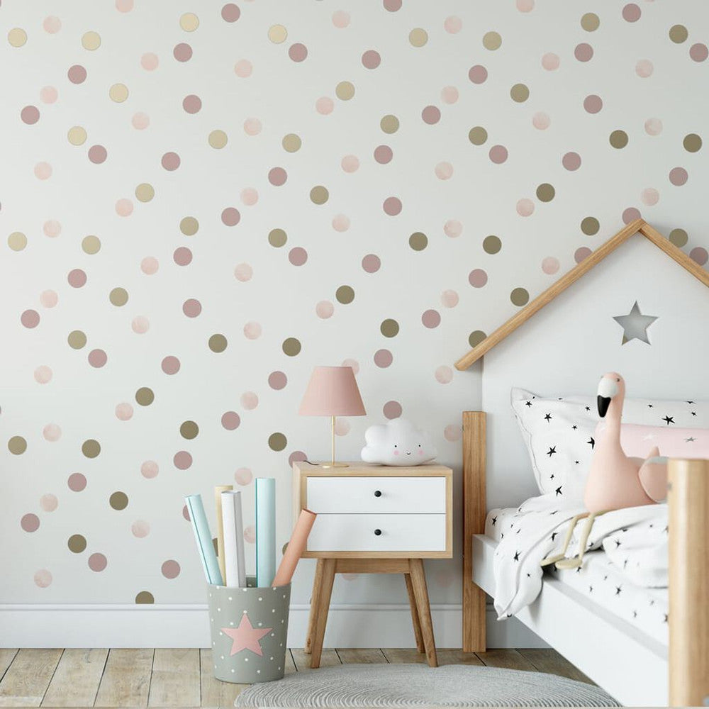 108565 - Dotty Polka Wallpaper - Pink & Gold - Superfresco Easy