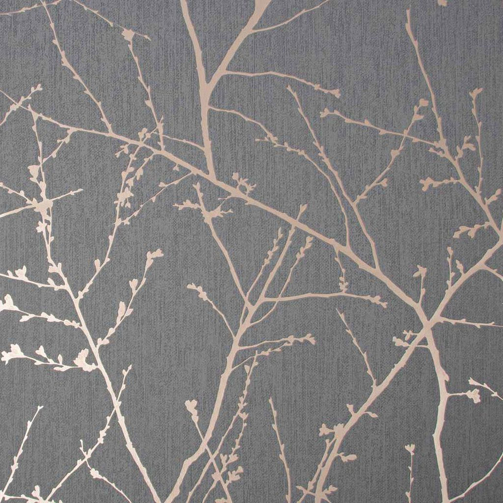 108612 - Innocence Wallpaper - Charcoal & Copper - Superfresco Easy