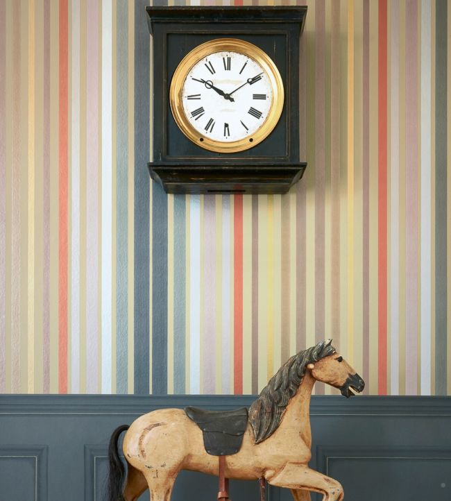 108/6030 - Carousel Stripe Mariinsky Wallpaper - Linen & Multi - Cole & Son