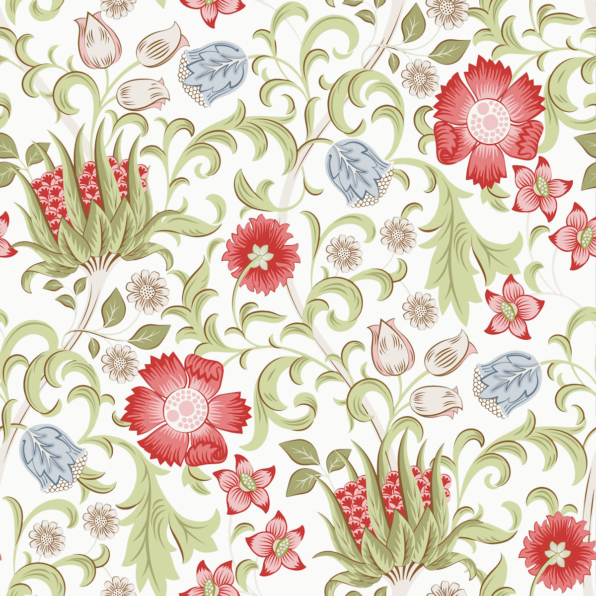 1096 - Summer Field Wallpaper - Linen Cream - Morris Collections