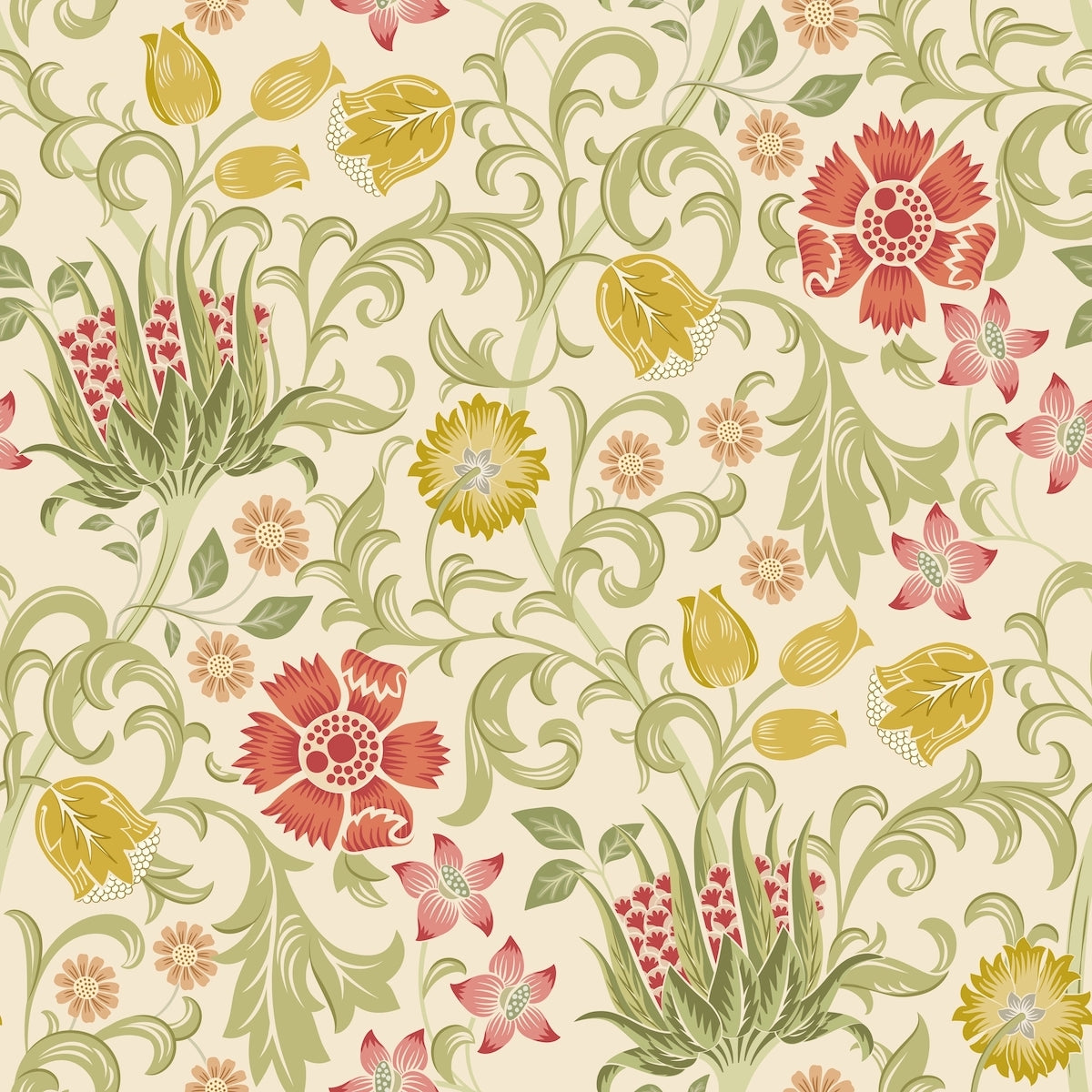 1097 - Summer Field Wallpaper - Ivory Cream - Morris Collections