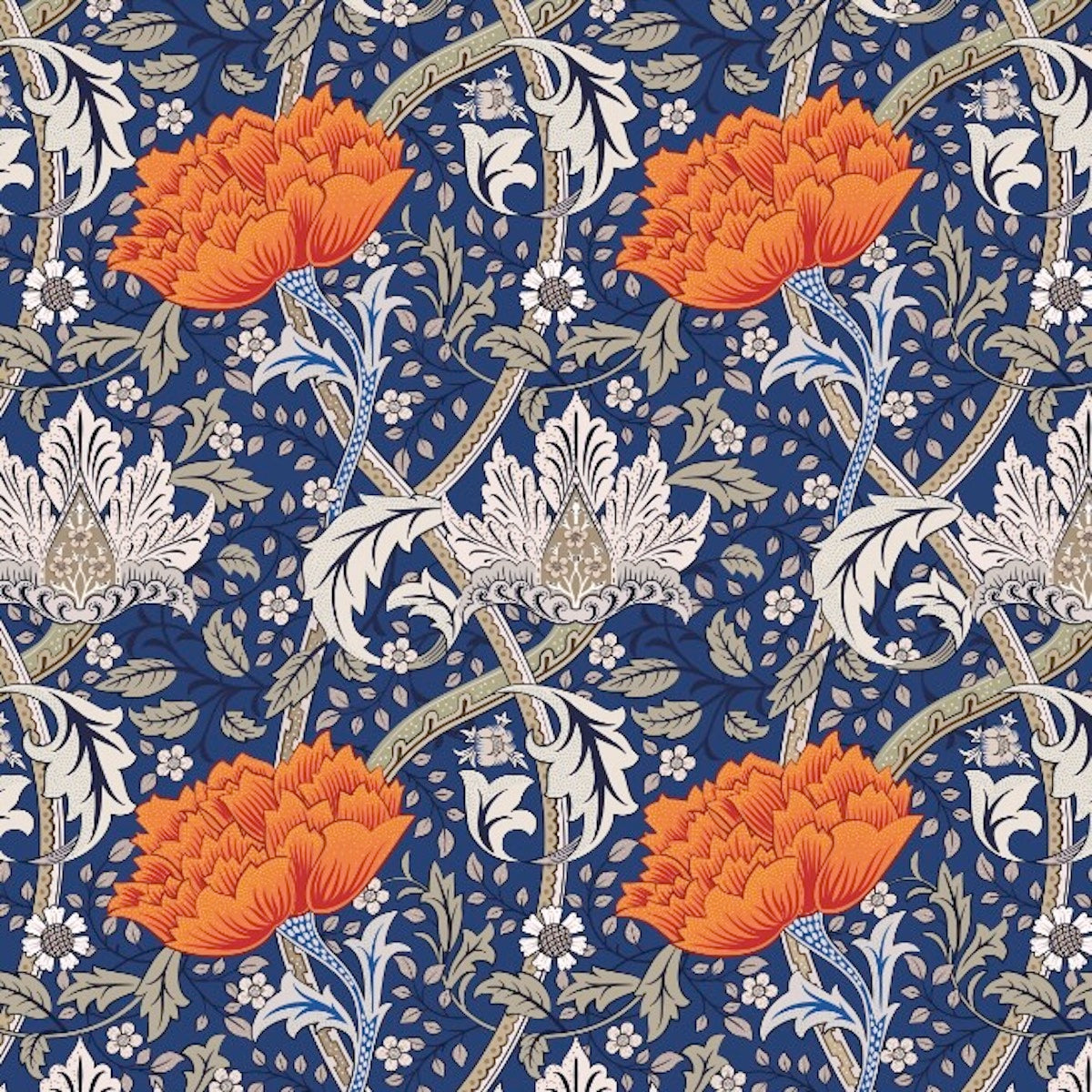 1104 - Windrush Wallpaper - Cobalt Blue - Morris Collections