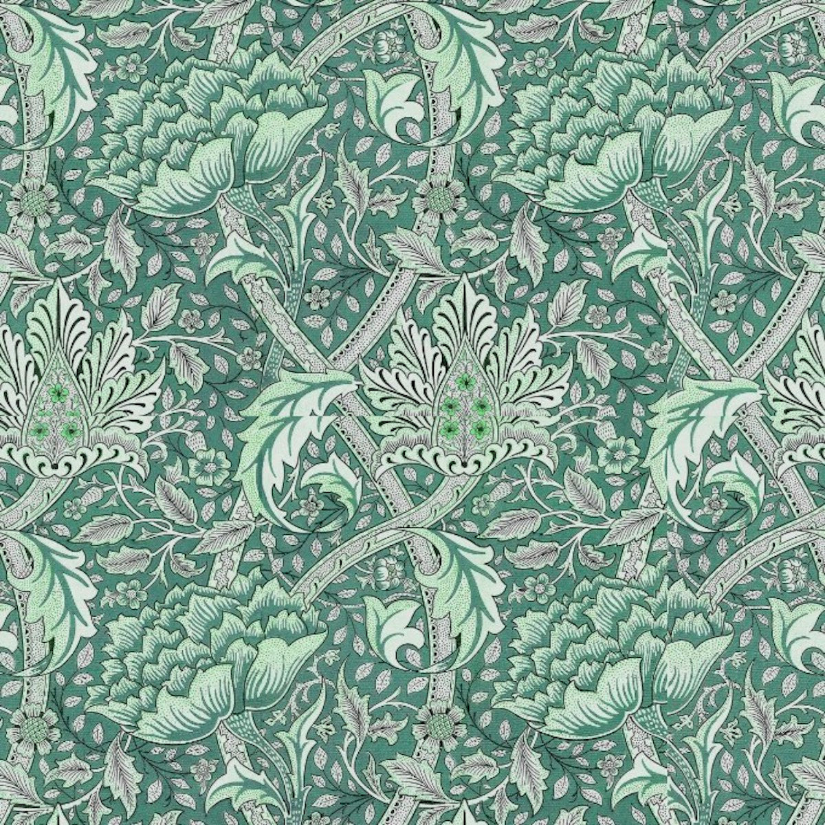 1105-2 - Windrush Wallpaper - Light Green - Morris Collections