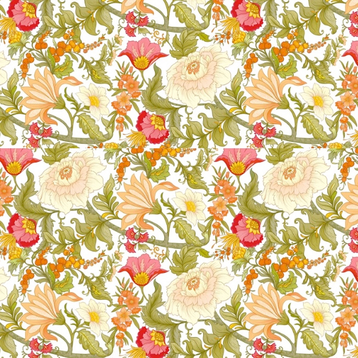 1106 - Poppy Wallpaper - Pearl White - Morris Collections