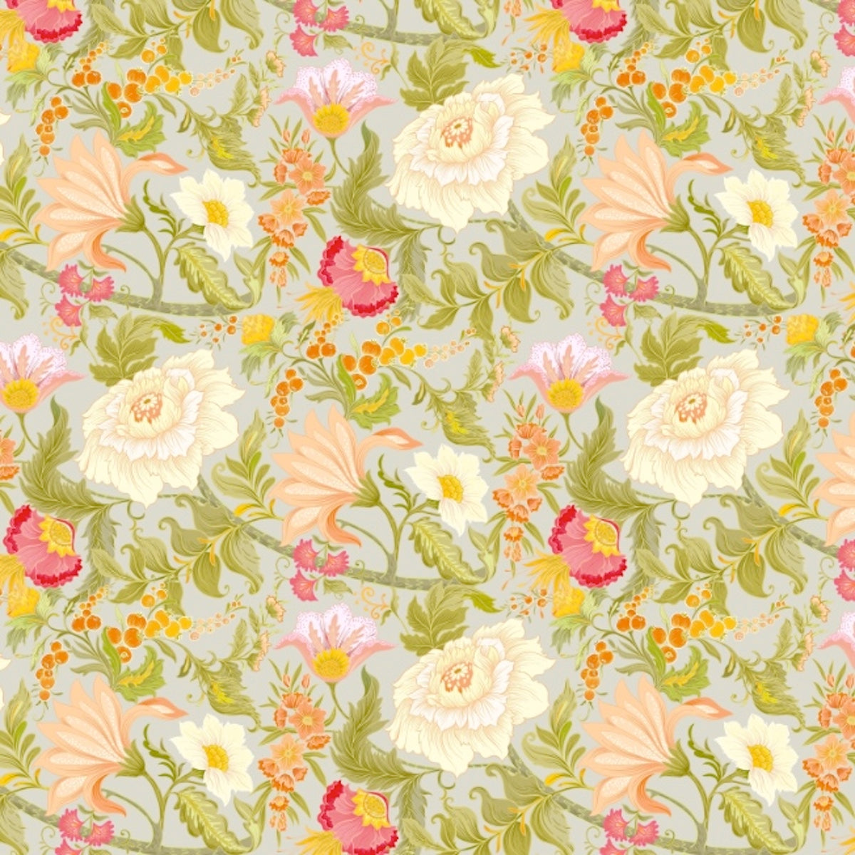 1107 - Poppy Wallpaper - French Grey Green - Morris Collections