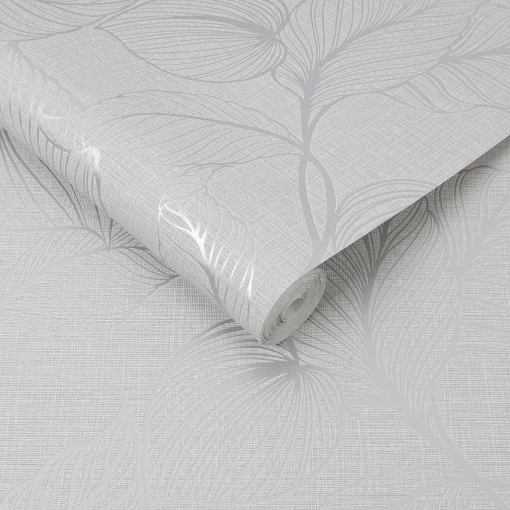 111300 - Royal Palm Wallpaper - Moonstone - Boutique Luxury