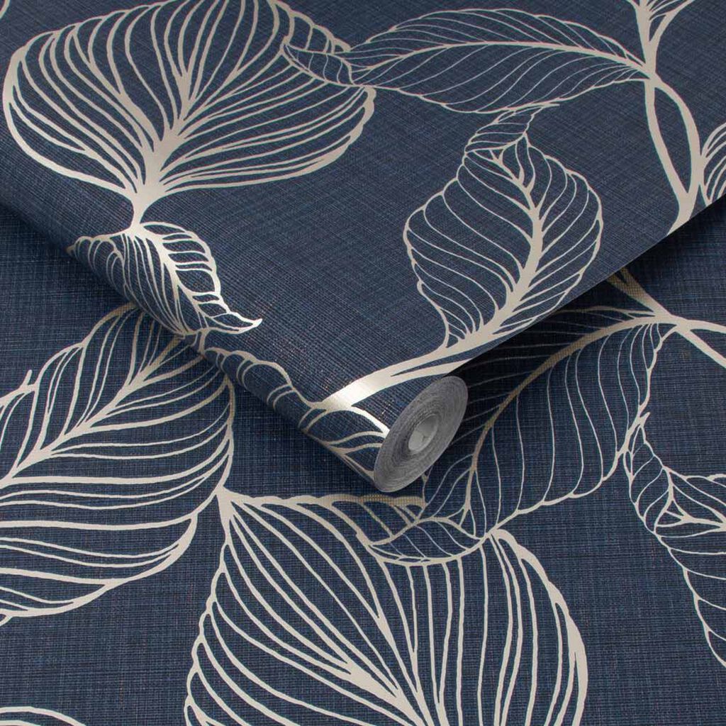 111302 - Royal Palm Wallpaper - Sapphire - Boutique Luxury