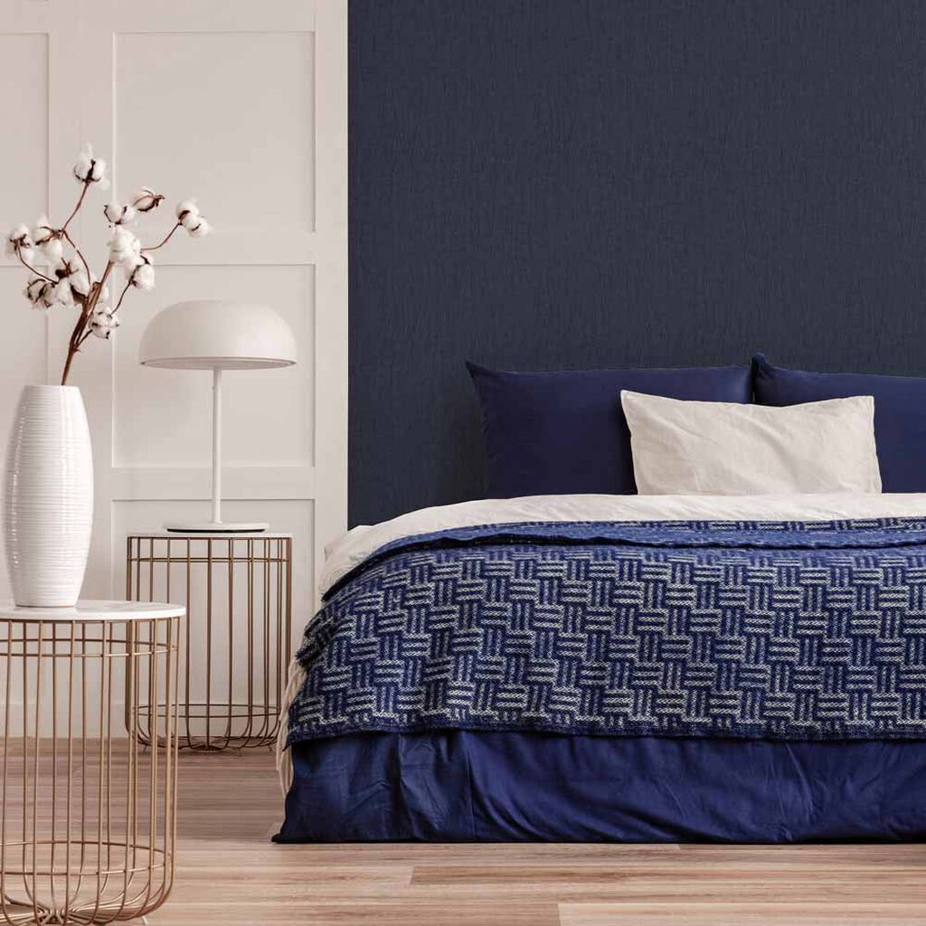 111308 - Marquise Plain Wallpaper - Sapphire - Boutique Luxury