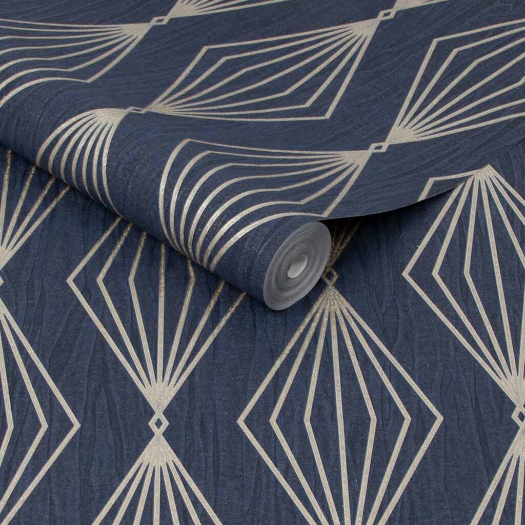 111312 - Marquise Geo Wallpaper - Sapphire - Boutique Luxury