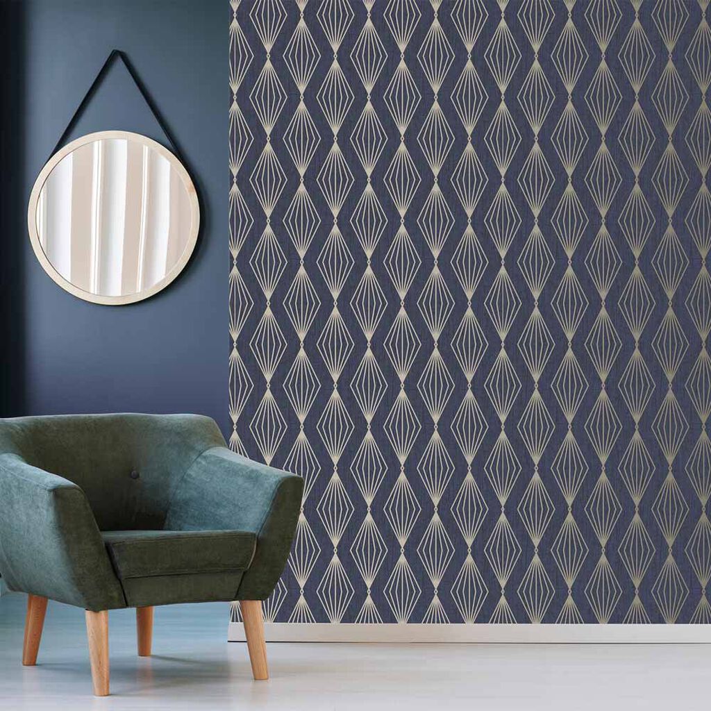 111312 - Marquise Geo Wallpaper - Sapphire - Boutique Luxury