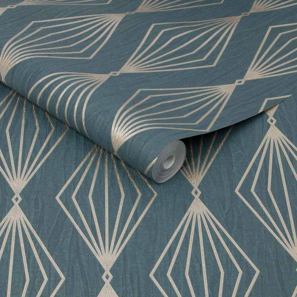 111313 - Marquise Geo Wallpaper - Emerald - Boutique Luxury