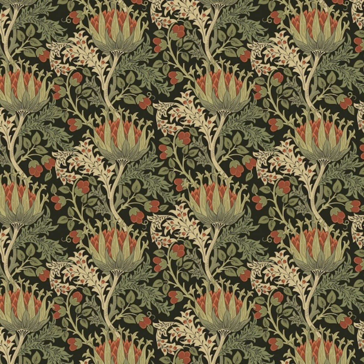 1113 - Artichoke Wallpaper - Heather Light Green - Morris Collections