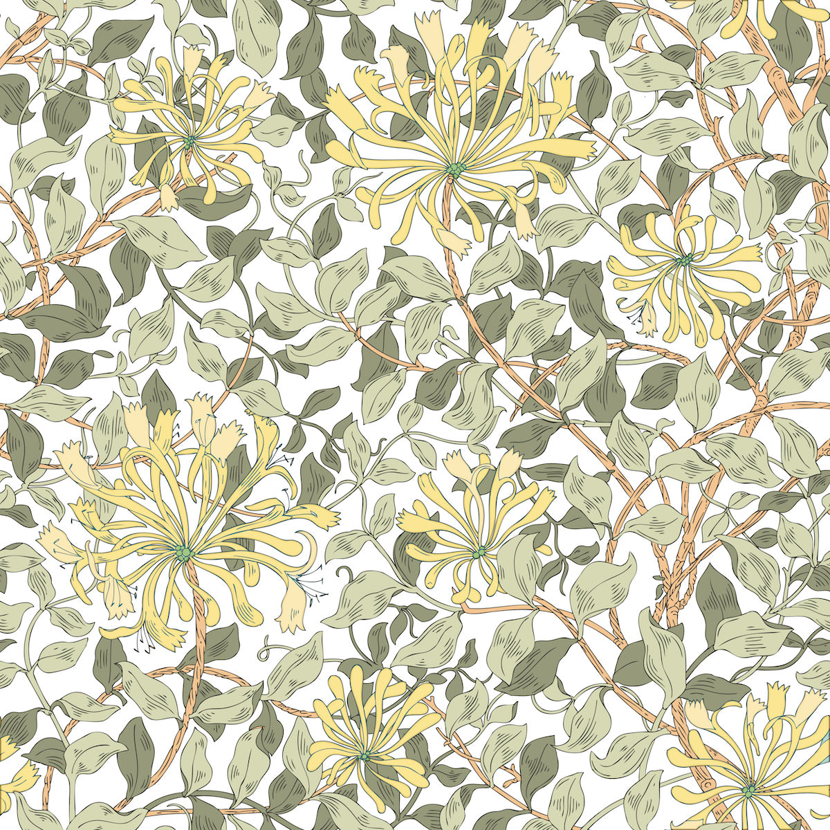 1118 - Honeysuckle Wallpaper - Blonde Yellow - Morris Collections