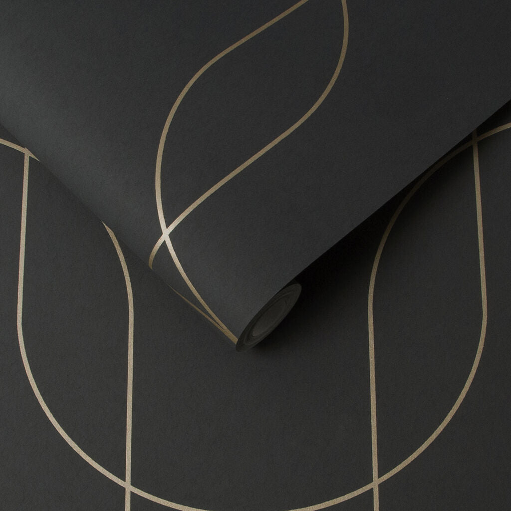 112188 - Palais Wallpaper - Black Gold - Graham & Brown