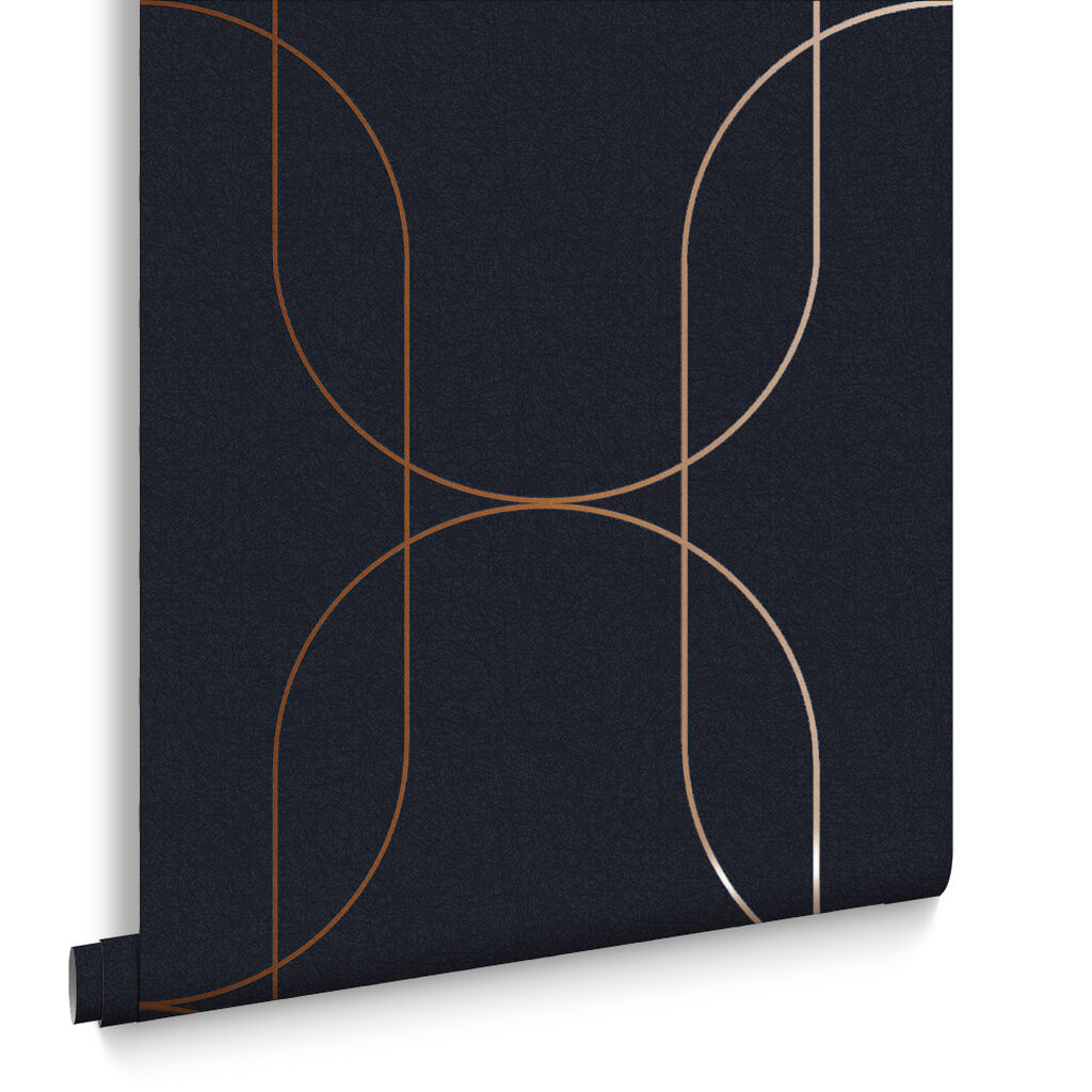 112189 - Palais Wallpaper - Navy Copper - Graham & Brown
