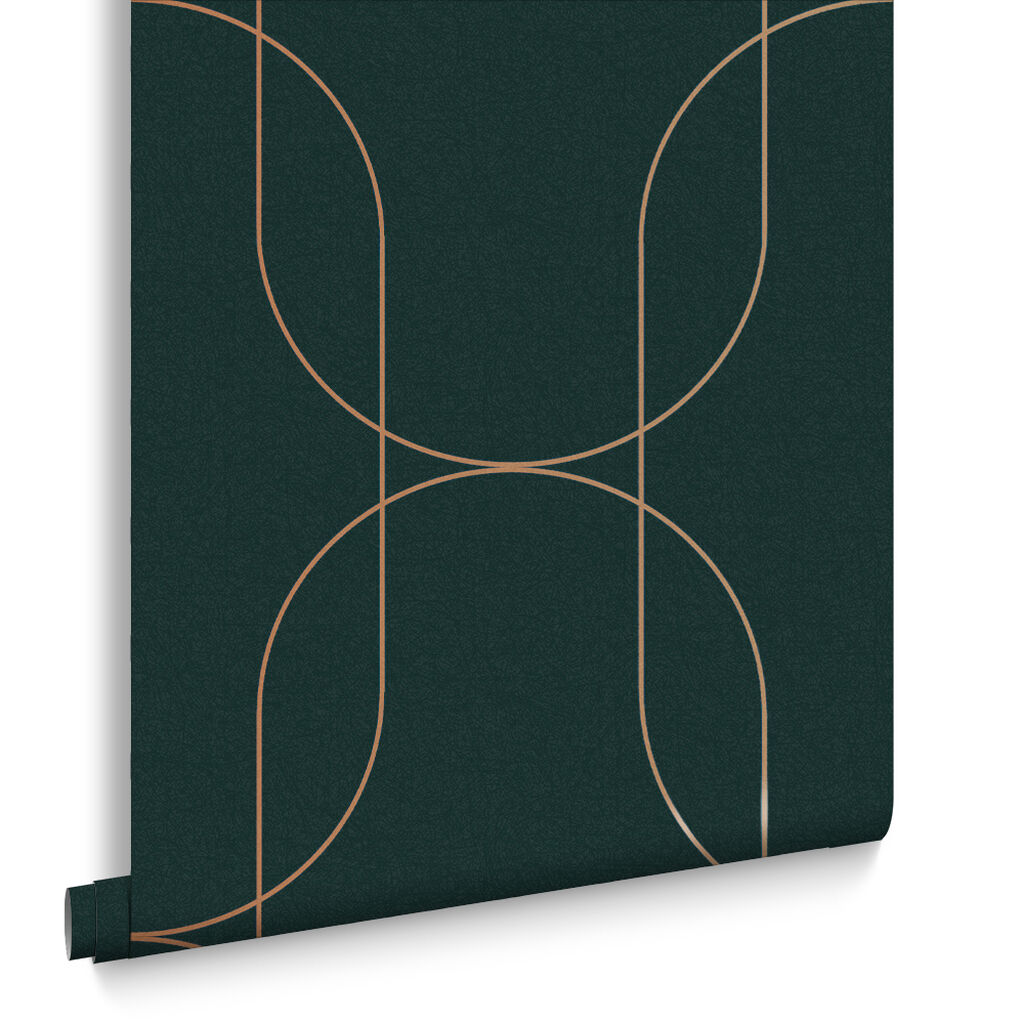 112190 - Palais Wallpaper - Green & Copper - Graham & Brown