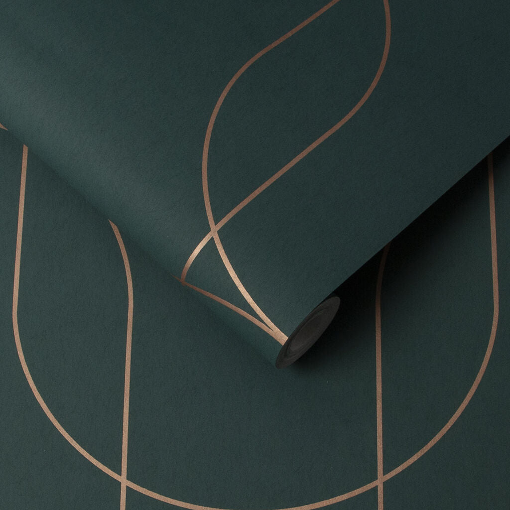 112190 - Palais Wallpaper - Green & Copper - Graham & Brown