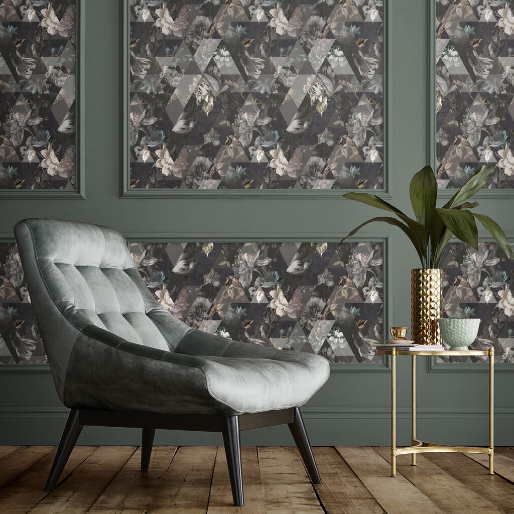112278 - Timepiece Wallpaper - Moonstone - Graham & Brown