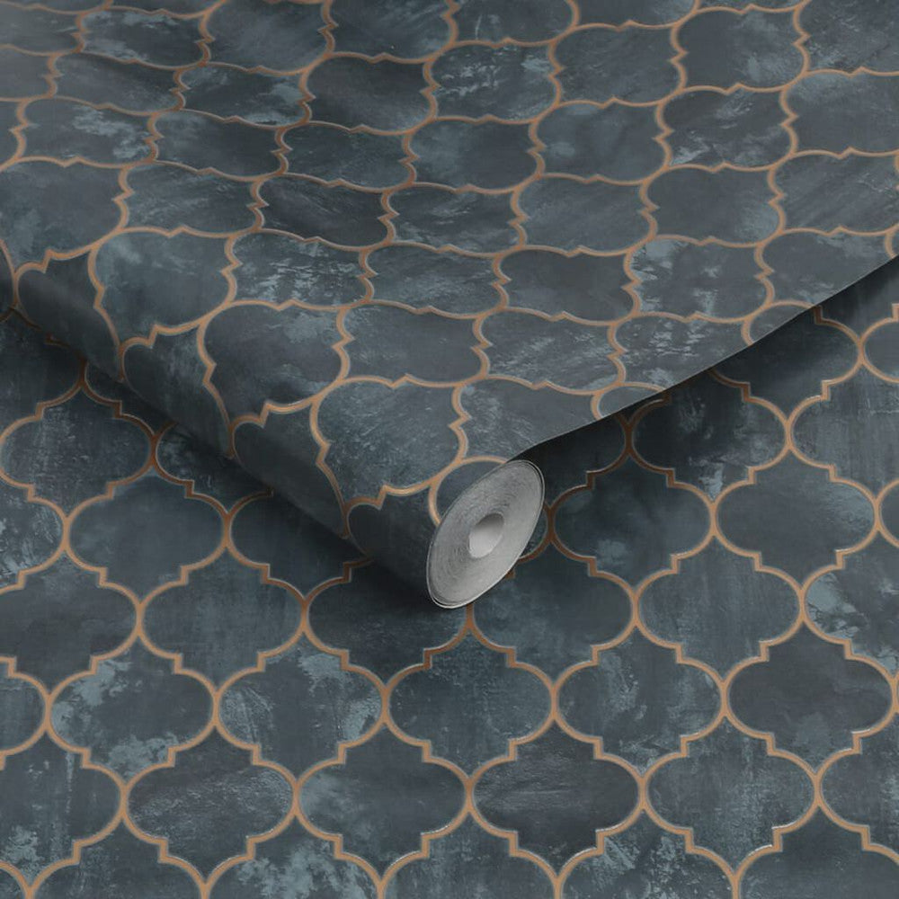 112643 - Tegula Wallpaper - Teal - Contour