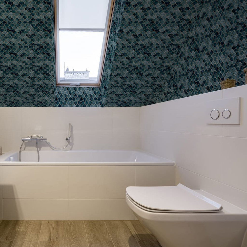 112643 - Tegula Wallpaper - Teal - Contour