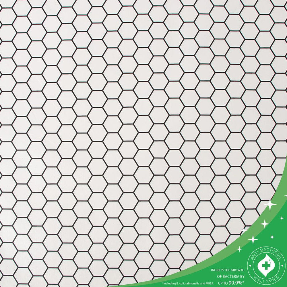 112650 - Hexagon Lattice Wallpaper - White - Contour