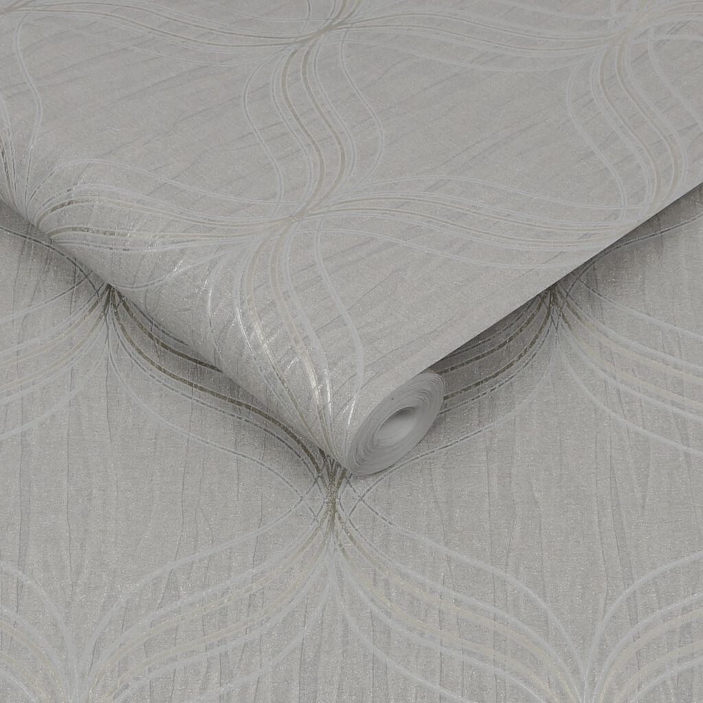 112659 - Optical Geo Wallpaper - Silver - Boutique Luxury