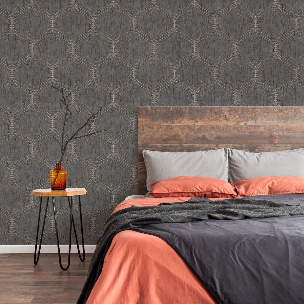 112660 - Optical Geo Wallpaper - Gray - Boutique Luxury