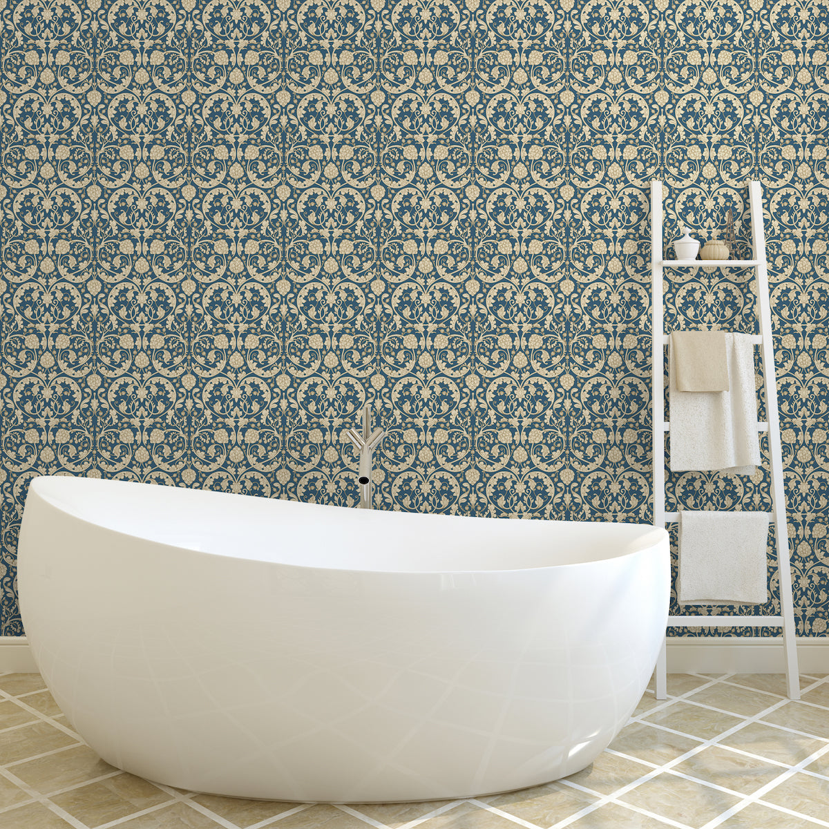 1127 - Hydrangea Wallpaper - Slate - Morris Collections