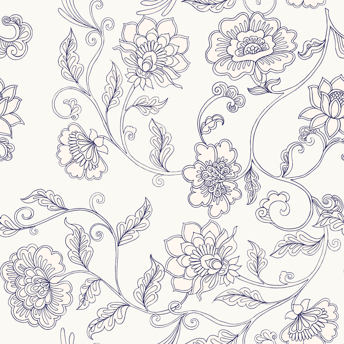 1130 - Simply Chrysanthemum Wallpaper - Floral White - Morris Collections