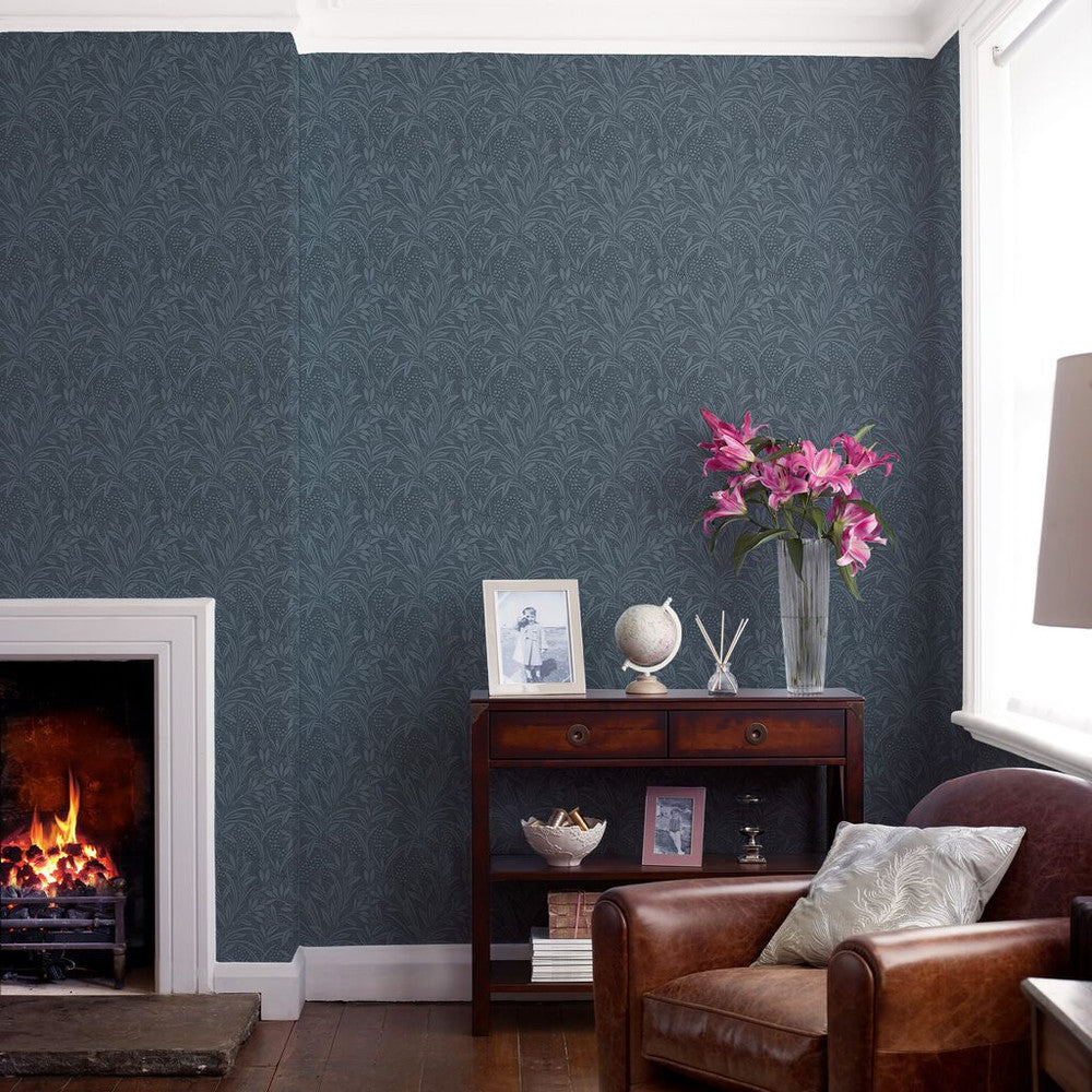 113339 - Barley Wallpaper - Dusky Seaspray - Laura Ashley