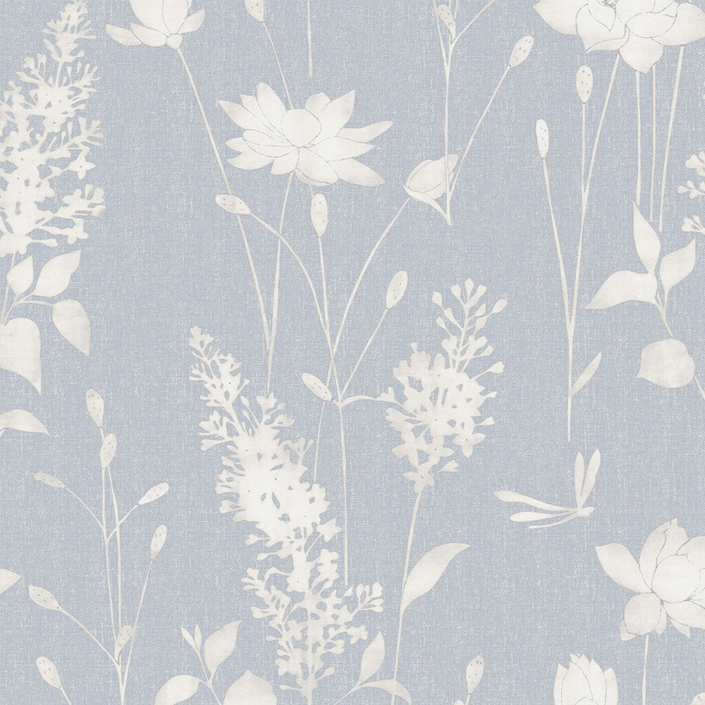 113343 - Dragonfly Garden Wallpaper - Chalk Blue - Laura Ashley