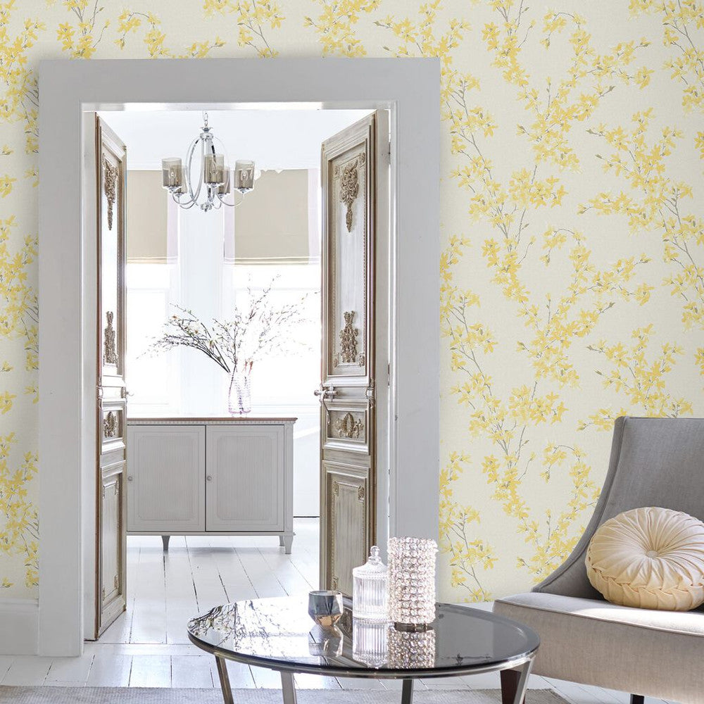 113350 - Forsythia Wallpaper - Sunshine - Laura Ashley