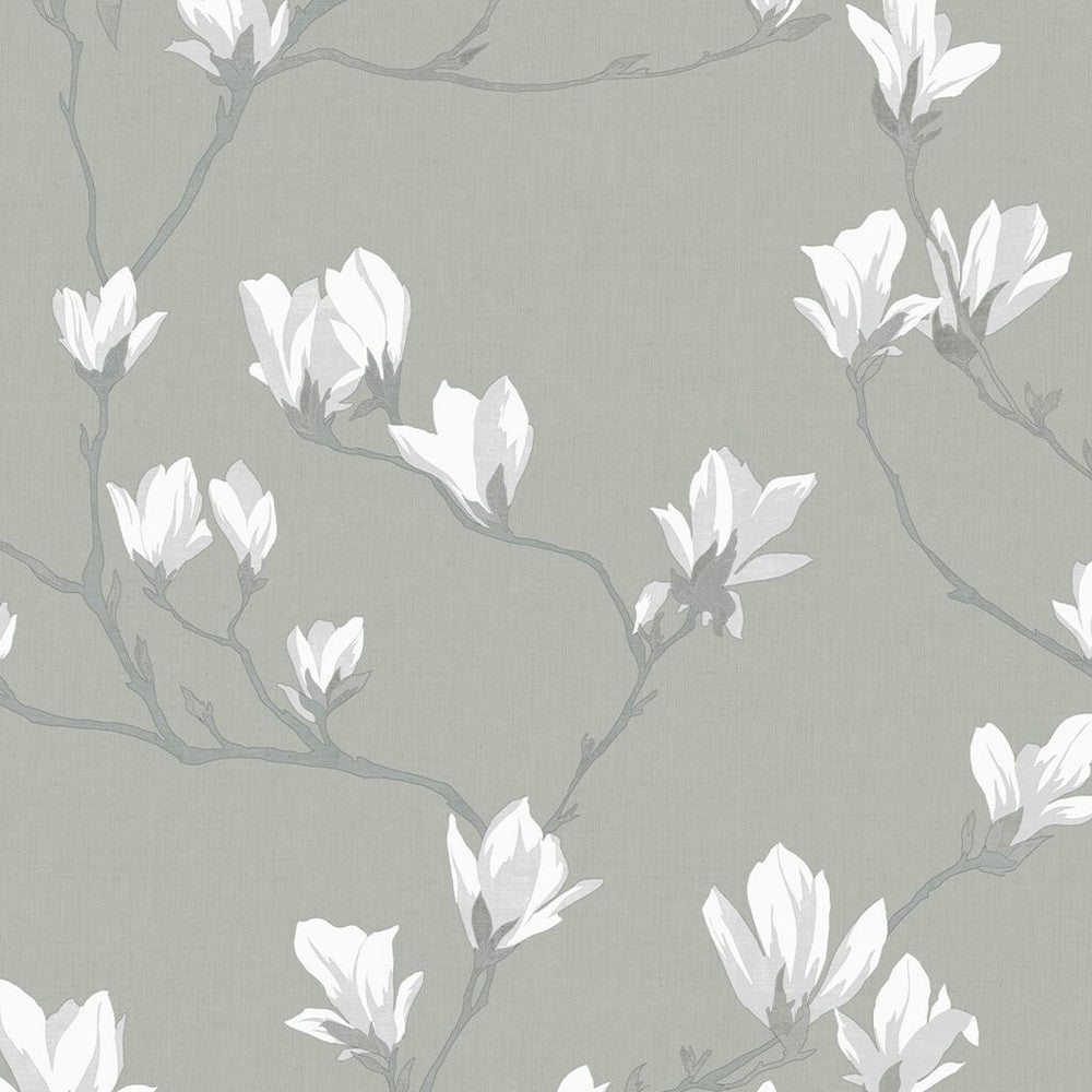 113354 - Magnolia Grove Wallpaper - Slate - Laura Ashley